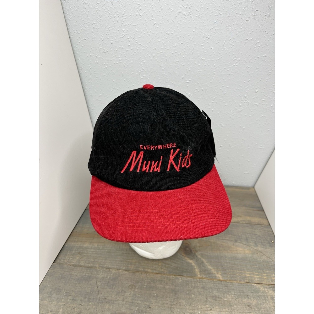 Everywhere Muni Kids Hat red black corduroy